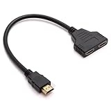 HDMI Splitters 1 in 2 Out HDMI Splitter Cable Adapter, 1080p HDMI Male to Dual Female 1 to 2 Way Distributor Converter for HD LED/TV, Projector LCD DVD Dual Monitors (Black, 1 Pc)