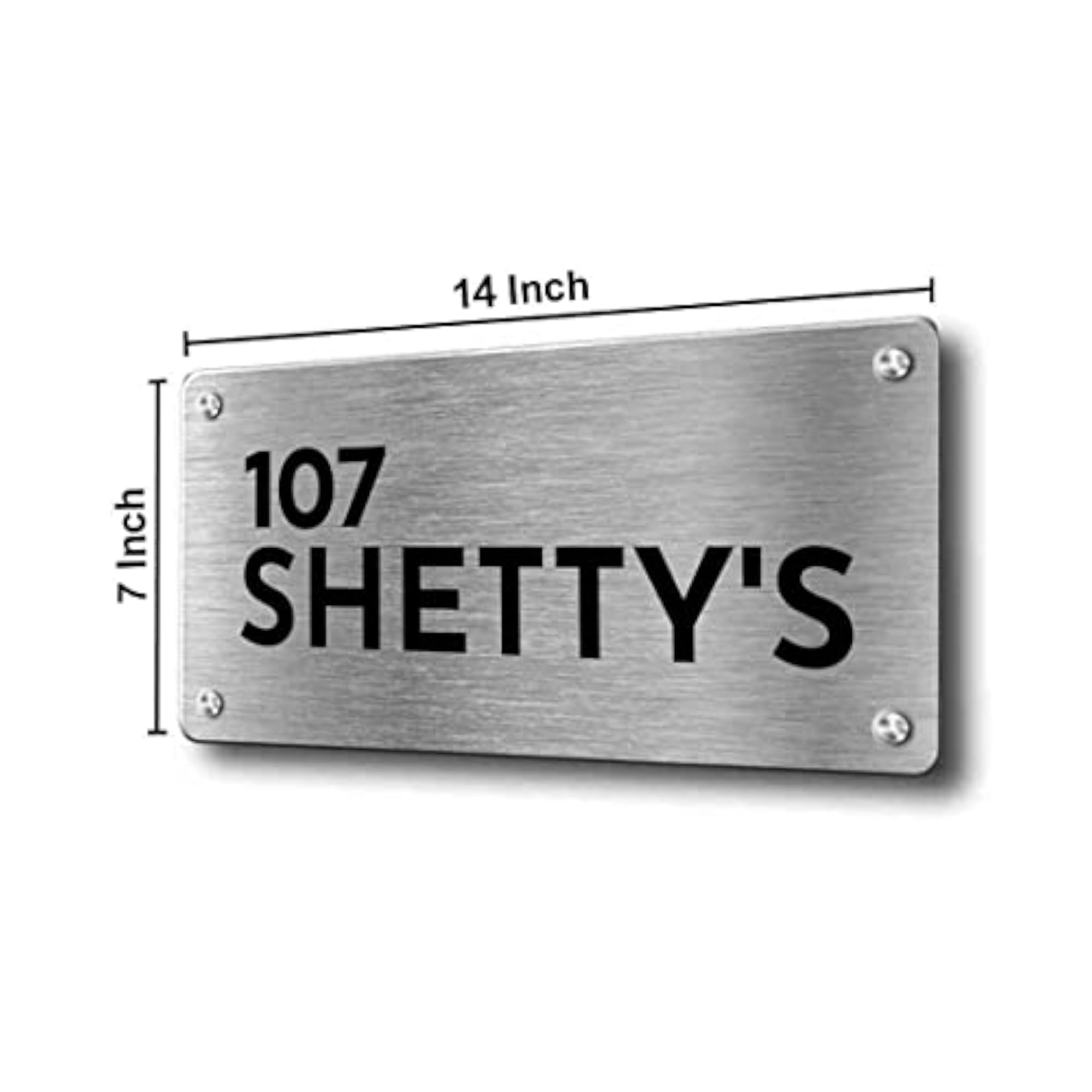Custom Stainless Steel Name Board for Home, Silver