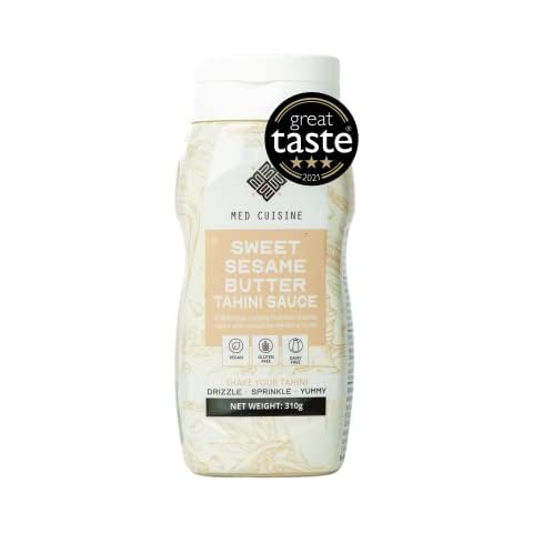 Med Cuisine Sweet Sesame Butter Tahini Sauce 310gr Squeeze Bottle - Vegan Sesame Paste - Vanilla Flavored Tahini Made with Ground Toasted Sesame Seeds - Source of Iron and Calcium - Gluten-Free- Halva Cover