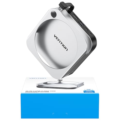 Image of VENTION for Mac mini M4 Dock, 10 in 1 Aluminum Stand for M4 /M4 Pro with M.2 NVMe SSD Enclosure, 4K@240HZ /144HZ USB A 3.2, 10Gbps Transfer, USB C Extender, SD /TF Reader, Silver