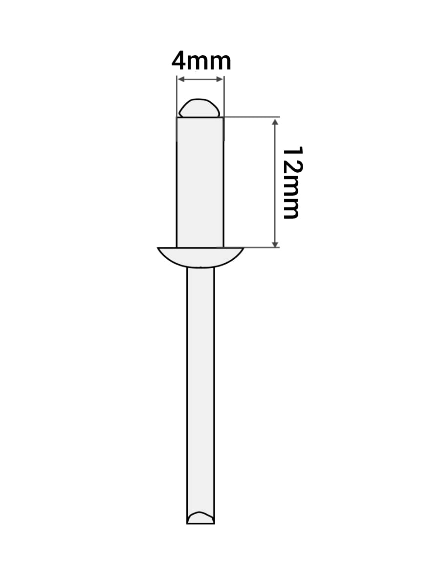 (400 Stück) Lackierte Blindnieten 4,0 x 12 mm, Kuppelkopf, DIN 7337, Aluminiumniete und Stahldorn, Popnieten (400, Lichtgrau RAL 7035)
