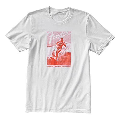Fender© »Jaguar Surf« T-Shirt – Taille: S – Couleur: Blanc/Rouge - Les Beatles, Paul McCartney, John Lennon, RIngo Starr, George Harrison Fender© »Jaguar Surf« T-Shirt - Taille: S - Couleur: Blanc/Rouge