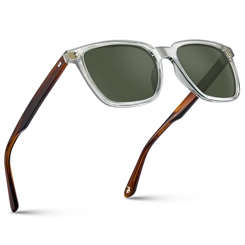 Image of CARFIA Acetate Polarized Sunglasses for Men UV400 Protection Classic Retro Square Shades Driving Glasses