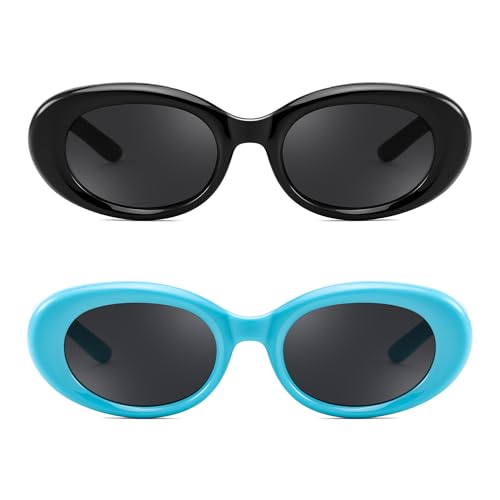 YuJian 2PACK Kids Sunglasses for Girls Boys Oval Small Frame Toddler Shades UV 400 Protection Age 3-82