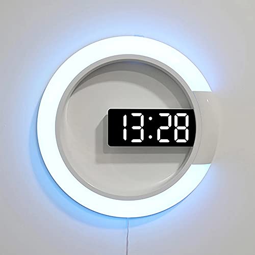 N/A Led Light Wall Clock, Digital Clock With Alarm Snooze And Temperature Display,7-Colour Rgb Night Light Clock #TOP2