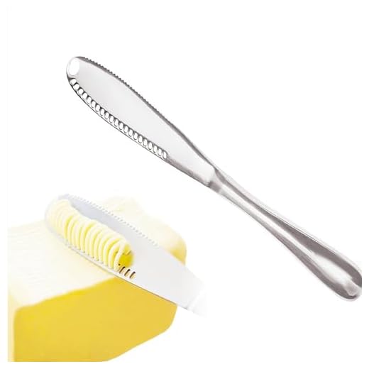 Stainless Steel Butter Spreader, 3 in 1 Kitchen Knife Gadget Curler Slicer Applicator, Butter Knife with Serrated Edge for Cutting and Spreading Butter Cheese Jam (1)