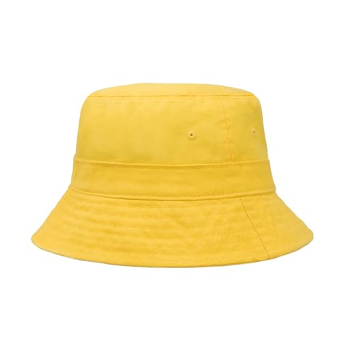 Hot Summer Bucket Hat - Trendy Cotton Sun Hat for Beach Golf Fishing - Fun Outdoor Vacation Boonie for Men and Women (Happy Lemon)