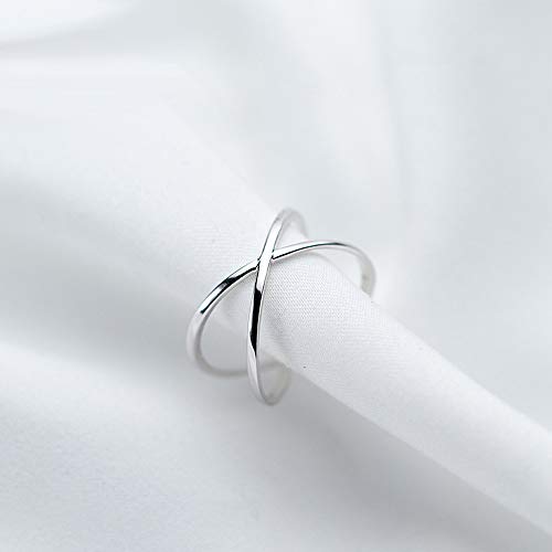 Kokoma 925 Sterling Silver Criss Cross X Open Ring Polished Shiny Adjustable Engagement Wedding Band Finger Wrap Rings Minimalist Fashion Jewelry Birthday4