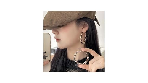 Handmade Leopard Print Hoop Earrings for Women – 925 Silver Plated, Lightweight Statement Round Earrings, Leather Luxe Design, Vintage Jewelry Gift4