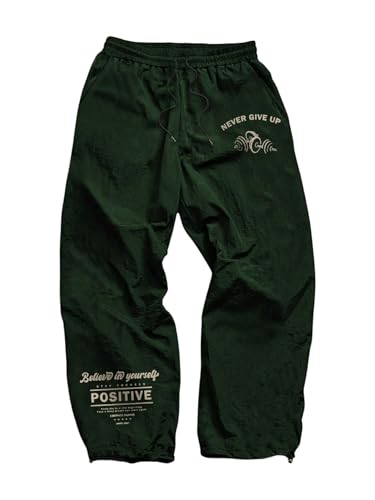 SOLY HUX Men's Athletic Pants Letter Graphic Drawstring Elastic Waist Casual Workout Baggy Sweatpants