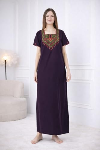 Image of Premium Women Embroidery Night Gown Lizzybizzy Cotton Nighty Maxi