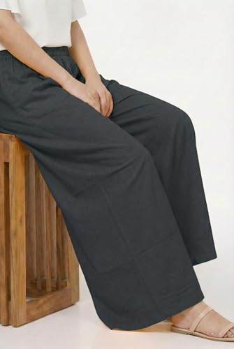 Image of Plaazo Women's Cotton Palazzo | Wide Leg Palazzo for Women | Soft Breathable High Waist Bottom Wear | Comfortable Casual, Office, Travel for Women