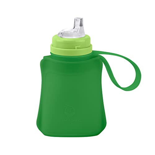 Image of Green Sprouts Sprout Ware Sip & Straw Pocket made from Silicone and Plants (8 oz.), Non-toxic Silicone Plant-based Plastic Sip & Straw Pocket - Green