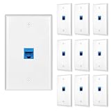 10 Pack Ethernet Wall Outlet Cat6 Plate RJ45 Keystone Jack Gifts Network Blue 1 Port Inline Coupler Connector Internet Interconnect Panels Cable Female to Female