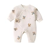 [Miipat] ベビー服 新生児 服 長袖 ロンパース 女の子 男の子 赤ちゃん服 カバーオール 前開き 可愛い 総柄 出産準備 出産祝い プレゼント 52 59 66 (ブラウン(くま柄),66)