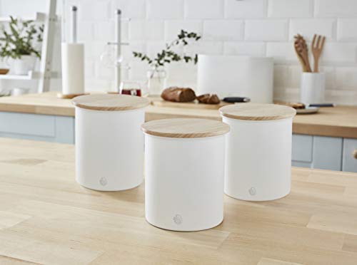 Swan Nordic Set of 3 Storage Canisters, Sugar, Tea, Coffee, White, One Size