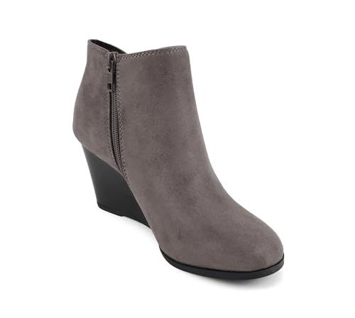 Image of Soda Ability - Mid Ankle Bootie w /Split Shaft and Zipper Stacked Wedge Heel
