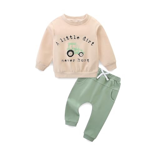 CIZENOFURS Toddler Boy Clothes Baby Crewneck Letter Print Sweatsuit with Pants Outfits for Fall Winter 4T