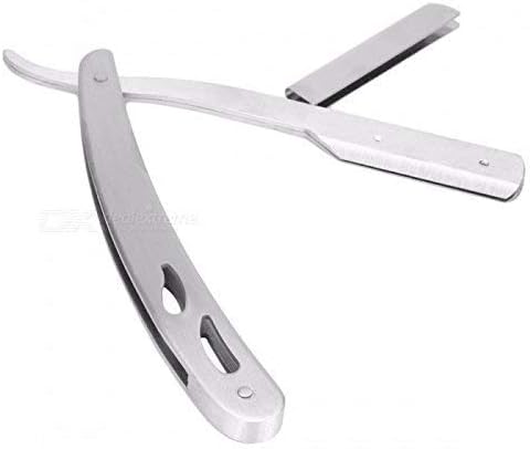 Osking (Made In Switzerland) Straight Edge Stainless Steel Folding Shaving Razor knife, For Men, Ustra Razor For Men And Boys (Razor (Silver))