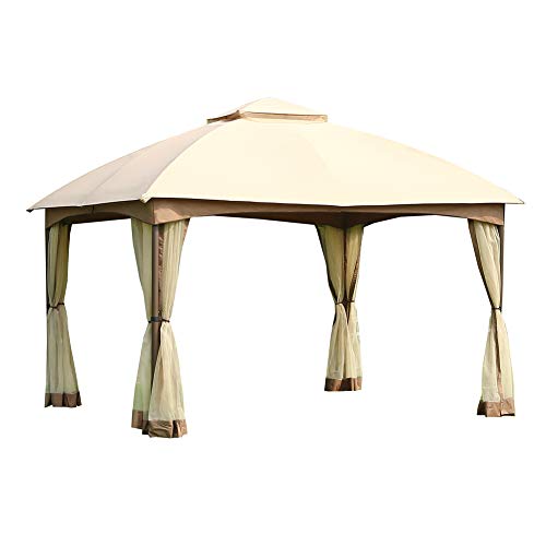 CROWN SHADES 10 x 12 Feet Dome Gazebo with Shade Curtains, Beige
