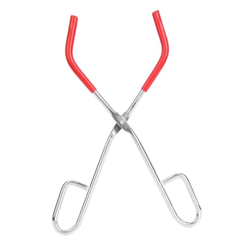 ULTECHNOVO Pince de Laboratoire Robuste pour Bécher et Éprouvette Pince Légère Acier Chromé avec Manche Isolé Rouge Outil Polyvalent pour Expériences Scientifiques