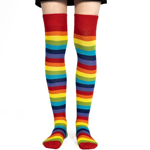 Image of Mysocks Unisex Over the Knee Socks | Stripe Design| Combed Cotton| Hand Linked Toe | Soft Latex Band