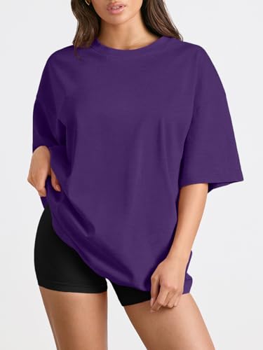 Image of Trendy Queen Womens Oversized T-Shirts Short Sleeves Workout Tops | Casual Summer Gym Tees Plus Size Fashion Clothes 2026