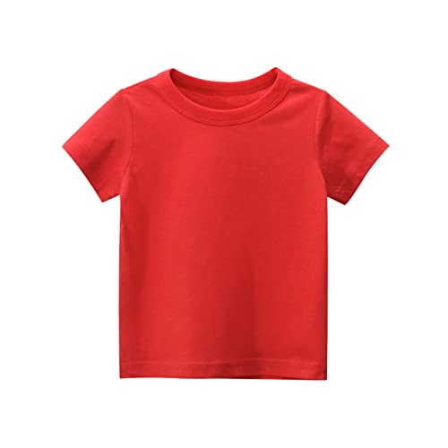 Toddler Kids Girls Boys Short Sleeve Basic T Shirt Casual Summer Tees Shirt Tops Solid Color Shirt for Girls (Red, 1 Year)