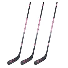 Canadian C34 1-Piece Wood 3-Pack Hockey Sticks - Youth | 30 Flex, P92 Curve | 3 Pack - Black/Pink