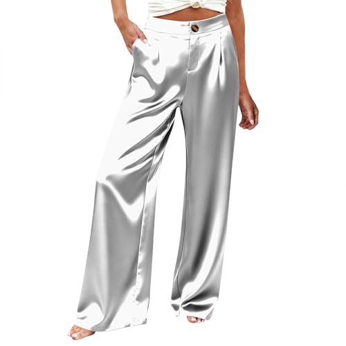 Gray Viscose-Silk Flared Trousers