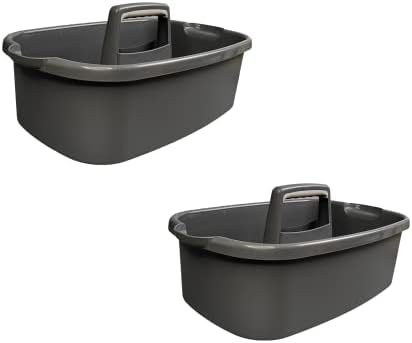 2 Pack Cleaning Supply Caddy with Handle,Bathroom Cleaning Supplies Organizer Under Sink,Plastic Tote Bucket for Shower, Bedroom, Kitchen, College Dorm, Garden (Gary2pcs)