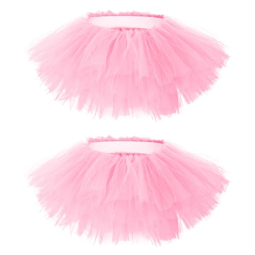 Zando 2 Pack Light Pink Tutu for Women Adults 5 Layers Tulle Tutu Skirts