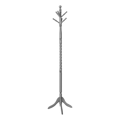 Monarch Specialties I 3174 Coat Rack, Hall Tree, Free Standing, 6 Hooks, Entryway, 72" H, Bedroom, Wood, Grey, Contemporary, Modern #TOP2