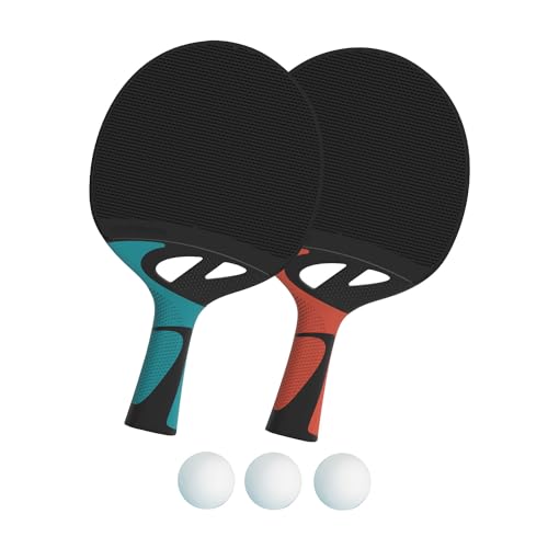 CORNILLEAU - 2 x Outdoor Tischtennisschläger + 3 Bälle - Wetterfest und Robust - Tacteo Duo Set