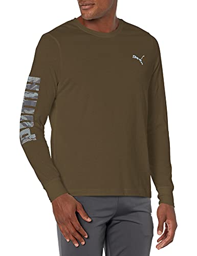 PUMA mens Classics Long Sleeve Logo Tee TShirt, Grape Leafcamo, Medium US