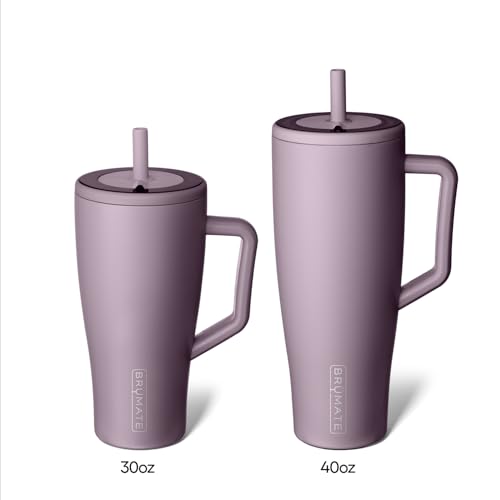 brmate era 40 oz tumbler with handle and straw  100 leakproof insulated water bottle tumbler with lid and flexible softsip straw  made of stainless steel  cup holder friendly  40oz lilac dusk