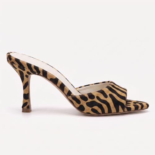 Image of Riekhany High Heel Mules for Women Slip On Open Pointed Toe Pumps Sandals | Women Classy Faux Leather Stiletto Pumps Formal Slingback Mule Heeled Sandals Dressy Walking Daliy Shoes