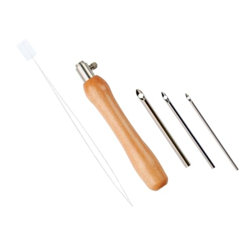 LALAFINA Needle and Thread Kit Wooden Felting Punch Needle Embroidery Set Suitable for Wool Non-Woven Fabrics Yarn and Thin Fabric Made in USA