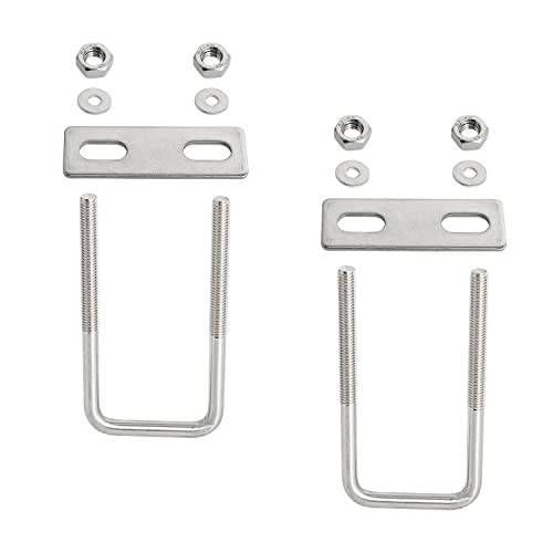 Image of Square U-Bolt 1.779 inch(45mm) Inner Width U Bolts Brackets 304 Stainless Steel M8 with Nut, Plate, Washer for Car /RV /Trailer Bumper,2 Sets