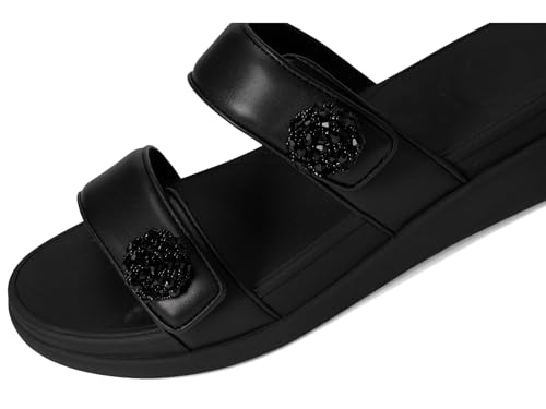 Image of FitFlop womens F-mode Go Beadie-button Adj. Flatform 2-bar Slides