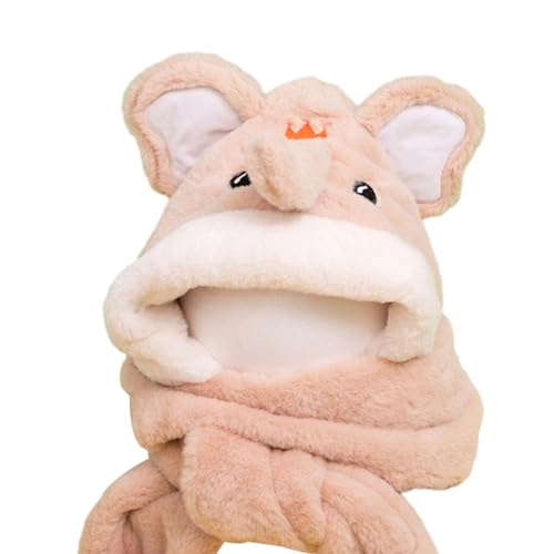 Kokiya Chapéu de animais de cachecol com capuz de pelúcia, conjunto de luvas de cachecol de chapéu d