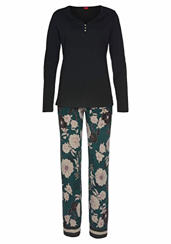 s.Oliver Damen Pyjama Zweiteiliger Schlafanzug, Mehrfarbig (Black/Flowe...