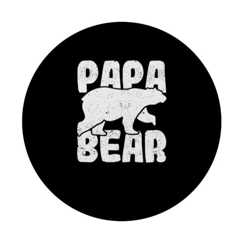 Papa Bear Funny Father's Day Family Matching Couple Daddy PopSockets Swappable PopGrip, Black - Image 3
