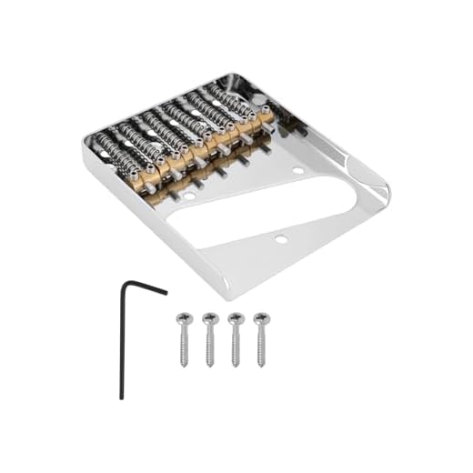 Create idea Puente Vintage para Guitarra Eléctrica 6 Selletas de Latón Puente Cromado Compatible con Telecaster Guitarra Tele Llave Allen