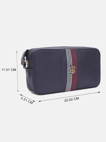Image of Striped Navy Nylon Sling Bag