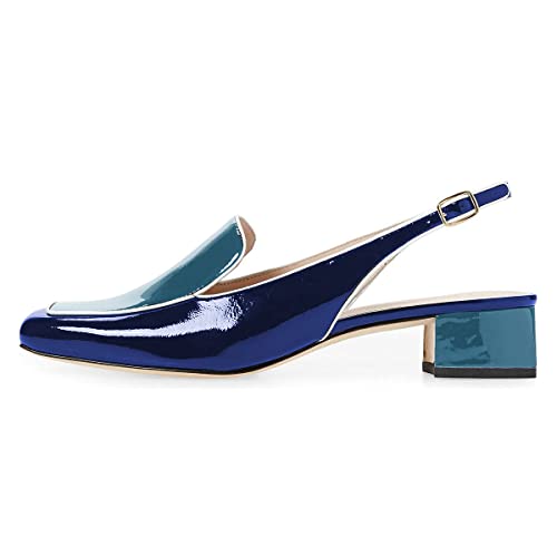 Image of YDN Women Closed Square Toe Block Low Heels Slingback Formal Loafer Dressy Shoes Office Lady Pump Size 4-15 US