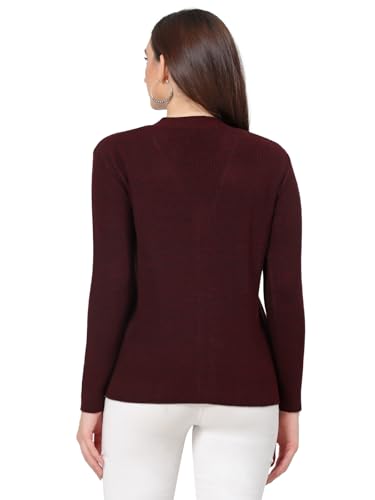 Image of Kalt Women Full Sleeves V-Neck Design Acrylic Cardigan Sweater