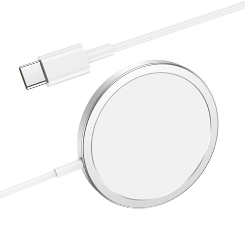 Image of Candytech 15W Wireless Charger, Fast Charging, and Type-C Port, Magnetic Cable for for iP16 /16 Plus /16 Pro /Max,15 /15 Plus /15 Pro /15 Pro Max, 4 /13 /12, Series (White)