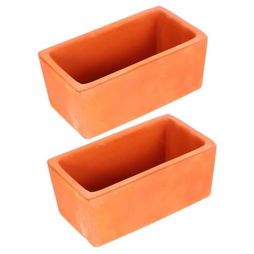 SUPVOX Macetas Rectangulares de Terracota para Plantas Suculentas, Juego de 2 Piezas, Macetas Pequeñas de Barro Natural Orificio de Drenaje, Perfil Jardín, Decoración de Interiores