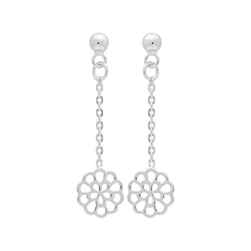 Boucles d'oreilles pendantes argent 925 fleur pour look bohème chic